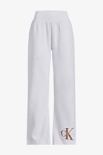CK Jeans γυναικείο παντελόνι φόρμας με άνοιγμα στα τελειώματα και κεντημένο λογότυπο - J20J222245 Λευκό M